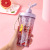 Creative Letters Double-Layer Gel Garfi Stirring Ice Cup Summer Juice Drink Cup with Straw Outdoor Student Tumbler