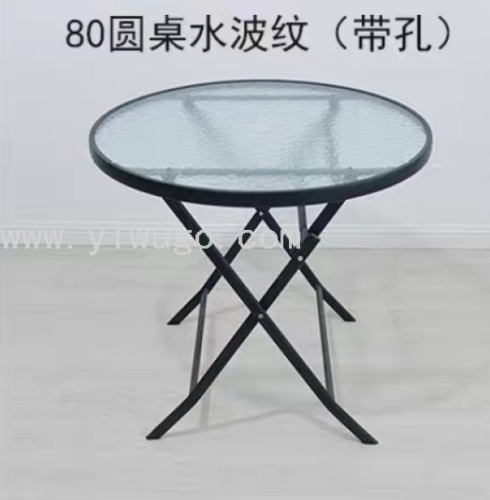 80cm folding glass table and chair tempered folding glass small round table simple outdoor coffee milk tea table