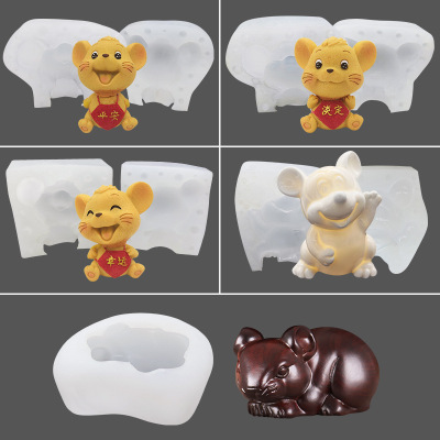 Cartoon Mouse Mousse Cake Silicone Mold Aromatherapy Candle Handmade Soap Plaster Abrasive Tool Factory Direct Sales