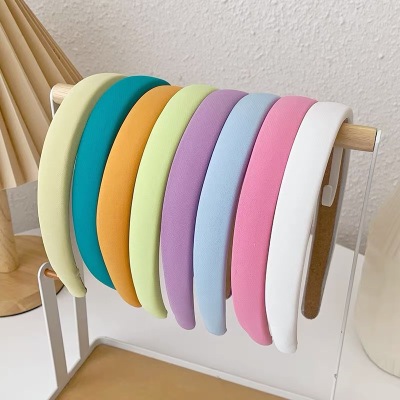 MIZI New Style Non-Hurt Hair Candy Color Sponge Headband Korean Style Solid Color Simple Adult Girl Face Wash Broken Hair Wide-Edged Hair Accessories