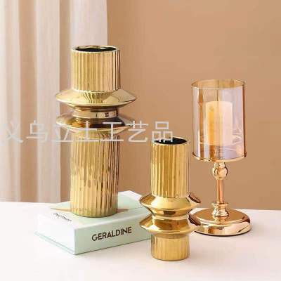 Gao Bo Decorated Home Home Daily Decoration European-Style Electroplated Gold Ceramic Vase Decoration