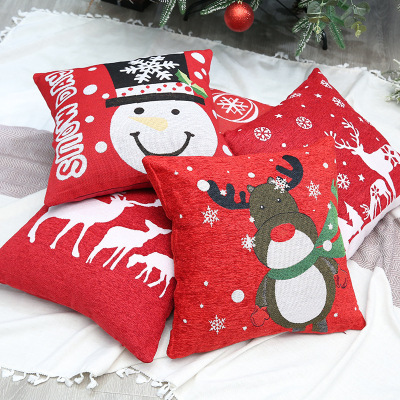 Amazon New Home Christmas Figured Cloth Pillow Car and Sofa Cushion Cover Christmas Party Gift Customization