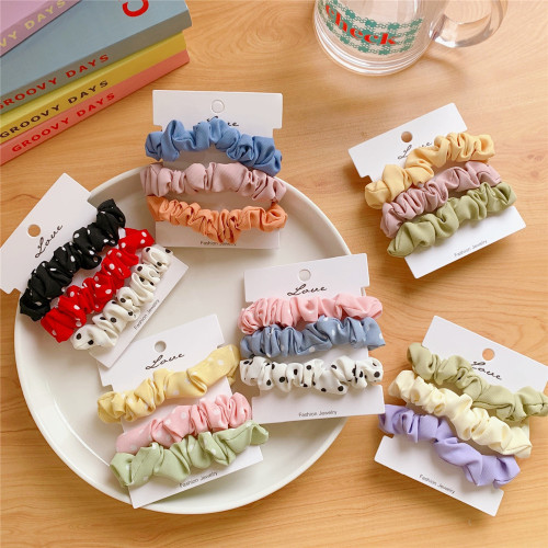 Set Fabric Color Plaid Large Intestine Hair Ring Korean Internet Celebrity Ball Head Hair Rope Cute Rubber Band French Headdress Female