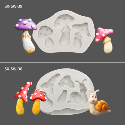 Mushroom Fondant Silicone Mold Snail Silicone Mold Forest Cake Decoration Mold Baking Utensils