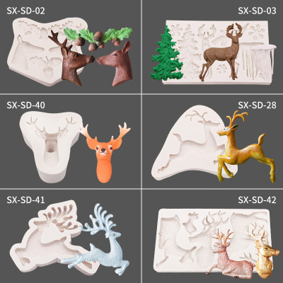 Elk Fondant Silicone Mold Christmas Cake Mold Chocolate Decoration Mold DIY Baking Utensils