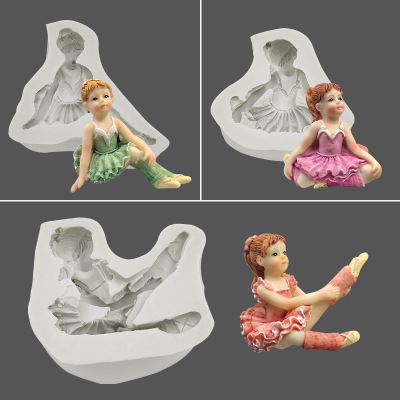 Cross-Border E-Commerce Hot Selling Ballet Girl Silicone Mold Chocolate Cake Decorations Mold Cake Baking Mold