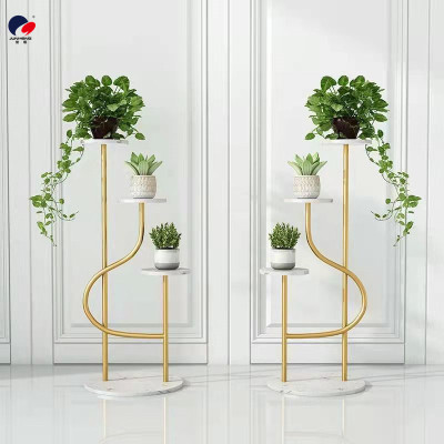 Nordic Light Luxury Iron Indoor Living Room Decoration Flower Stand Simple Balcony Jardiniere Floor Multi-Layer Green Plant Storage Rack