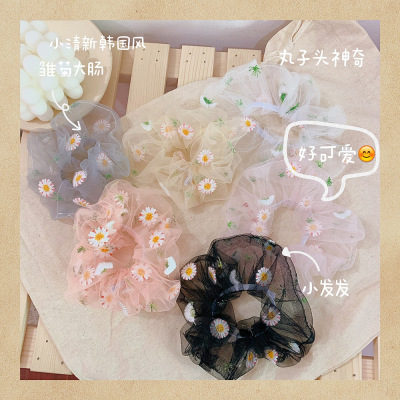 South Korea Dongdaemun Super Fairy Mesh Lace Heart Temperamental Large Intestine Hair Ring Hair Rope Ponytail 1000+6000