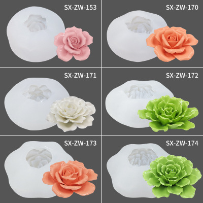 Artificial Rose Crystal Glue Mold Rose Decorative Silicone Mold Aromatherapy Gypsum Handmade Soap Silicone Mold