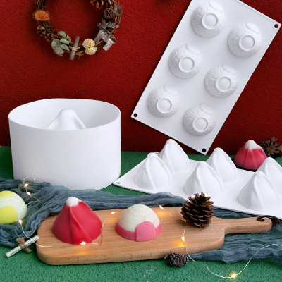 Christmas Hat Mousse Cake Silicone Mold DIY Christmas French Dessert Chocolate Snow House Grinding Tool