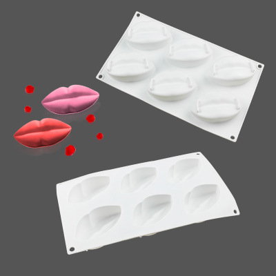 6-Piece Lips Cake Silicone Mold Qi Feng Cake DIY Valentine's Day Silicone Chocolate Mold Mold