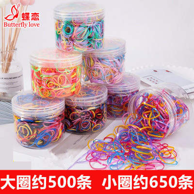 Storage Box Canned Strong Pull Continuous Disposable Rubber Band Little Child and Baby Hair Ring Hair Rope Girl All-Match Rubber Band