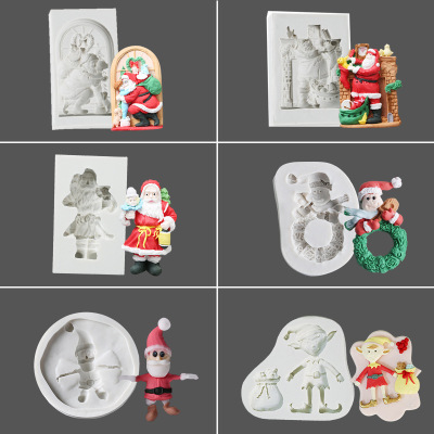 Christmas Cake Silicone Mold Santa Claus Chocolate Decoration Mold Fondant Baking Utensils