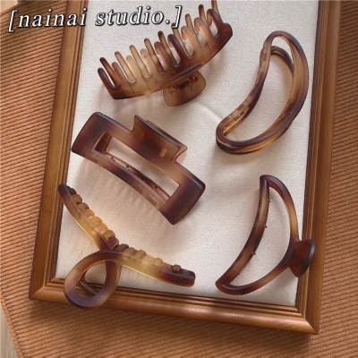 Amber Autumn and Winter Color Series! Frosted Large Grip Elegant Brown Matte Barrettes Hair Accessories