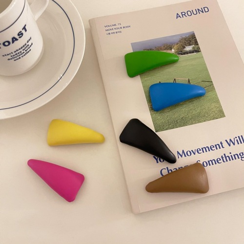Candy Color Leather Hairpin Side Clip Cute Triangle BB Clip Bangs Clip Japanese and Korean girl‘s Heart Hairpin Online Celebrity Hair Accessories