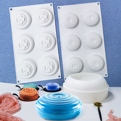 New 6-Piece Water Ripple Mousse Cake Silicone Mold French Dessert Creative DIY Baking Abrasive Tool