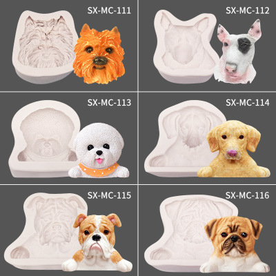 Cute Pet Dog Fondant Silicone Mold DIY Chocolate Cake Decoration Handmade Plaster Factory Direct Sales