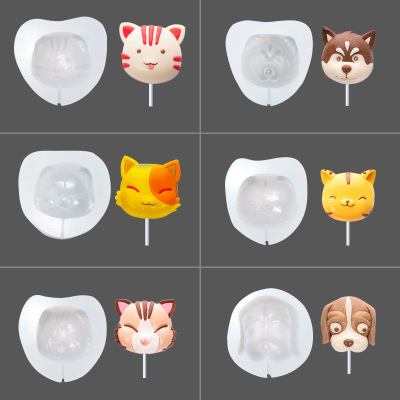 Silicone Lollipop Mold Big Head Dogs and Cats Mousse Cake Silicone Mold Silicone Mold DIY Cute Pet and Animal Silicone Mold