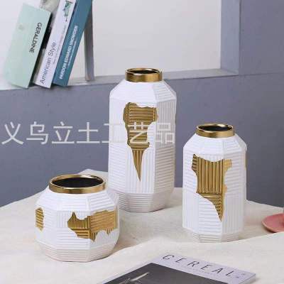 Gao Bo Decorated Home Home Daily Decoration European-Style Drawing Gold Ceramic Vase Decoration