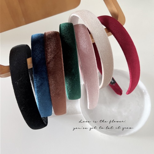 Autumn and Winter New Velvet Headband Solid Color Fabric Craft High Sense Gram Rhineland Headband Temperament Wild Hairpin Hair Ornaments