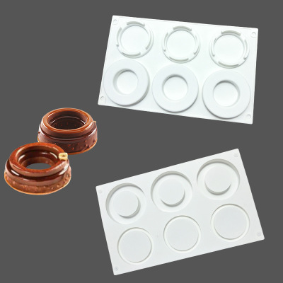 6-Piece Donut Mold Ring Mousse Cake Silicone Mold round Size DIY Chocolate Baking Utensils