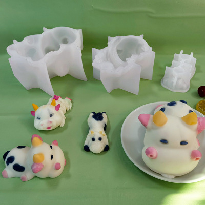 Dairy Cattle Silicone Mold DIY Aromatherapy Candle Ice Cube Mold Mousse Cake Baking Utensils