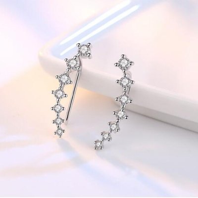 2021 New Silver Stud Rhinestone-Encrusted Stud Earrings Elegant Temperament Earring Pendant for Ladies Ornament Metal Silver Earrings Earrings in Stock