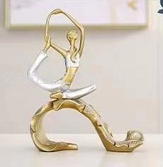 Gao Bo Decorated Home Living Room Entrance Golden Resin Character Yoga Ornaments