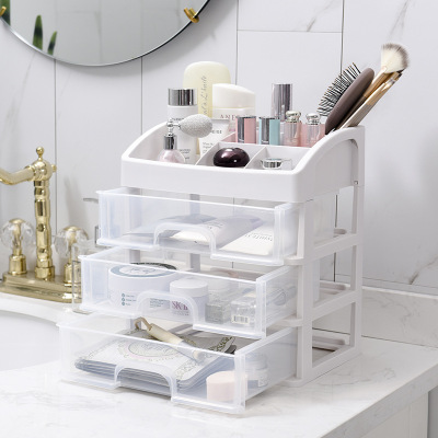 Plastic Drawer Storage Box Transparent Net Red Makeup Desktop Dresser Organizing Shelves Dustproof Cosmetic Case Wholesale