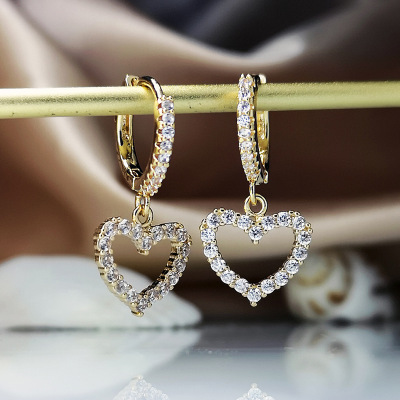 European and American Style Elegant Heart Rhinestone Earrings Women's Gold Elegant Earrings New Creative Earrings Ear Studs in Stock