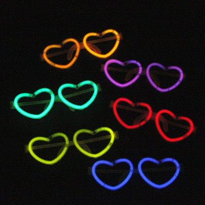 Atmosphere Fluorescent Heart-Shaped Glasses Love Glasses Peach Heart Luminous Glasses Holiday Activities Novelty Toys