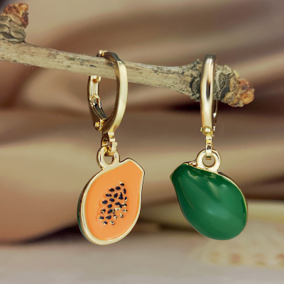 2021 Meiyu Personalized Creative Ins Style Fruit Papaya Ear Clip Earrings Factory Direct Supply Small Fresh Female Accessories