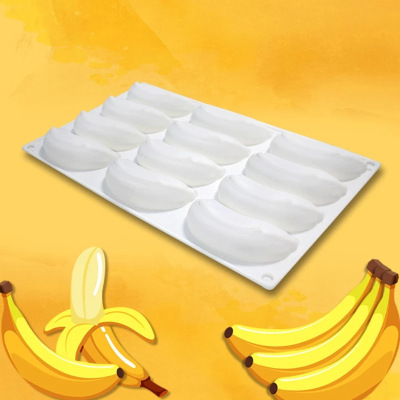 Sanxin New 12-Piece Banana Mousse Cake Silicone Mold DIY Banana French Dessert Cake Decorations Mold