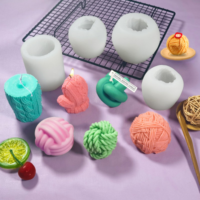 Three-Dimensional Woolen Yarn Ball Silicone Mold DIY Korean Aromatherapy Candle Handmade Soap Dessert Chocolate Mold