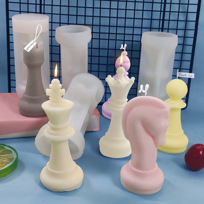 Large Chess Silicone Mold DIY Chess Six-Piece Mold Creative Aromatherapy Candle Plaster Mold
