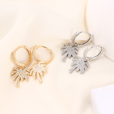 Japanese and Korean Ins Style Women's Personalized Coconut Tree Earrings Trending Creative Hip-Hop Fashion Earrings Cold Style Fashion Earrings