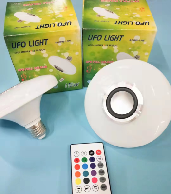 LED Bluetooth UFO Bluetooth Lamp RGB + White Light 15W Bluetooth Music Bulb Remote Control Smart
