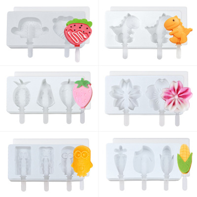 Cartoon Ice Cream Silicone Mold DIY Household Creative Ice Candy Ice Cream Baking Mold with Lid