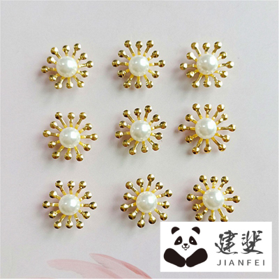 Color-Preserving Pearl Flower Flower Flower Heart Alloy Decoration Accessories DIY Handmade Bridal Hair Accessories Clothing Material