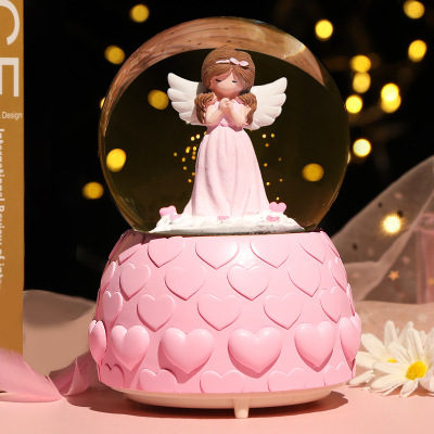 Craft Angel Girl Snowflake Rotating Light-Emitting Music Box Music Box Crystal Ball Birthday Gift