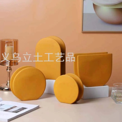 Gao Bo Decorated Home Living Room TV Cabinet Morandi Ginkgo Yellow Ceramic Vase