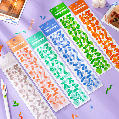 Rainbow Town Series Ins Fresh Color Notebook Ribbon Material Decoration Stickers 2 Pieces into 12 Types