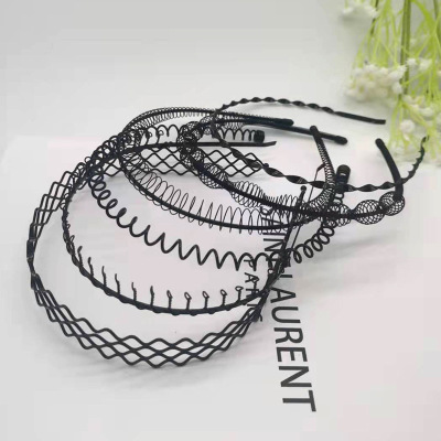 Korean Invisible Sports Hairband Metal DIY Headband Hair Pressing Headwear Men's and Women's Wave Headband Fashion Men's Headband