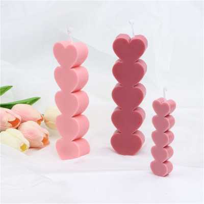 Silicone Love Heart Candle Mold Overlapping Geometric Aromatherapy Candle Fondant Cake Chocolate Ice Cube Mold Factory in Stock