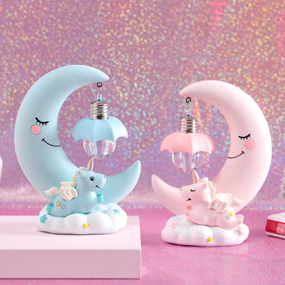 Creative Student Gift Home Decoration Resin Decorations Girl Angel Unicorn Moon Night Lamp