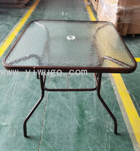 80cm Outdoor Rain-Proof Tempered Glass Dining Table Balcony Square Coffee Shop Table