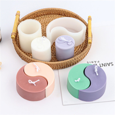 INS Silicone Taiji Candle Mould DIY Cylinder Yin and Yang Gossip Aromatherapy Soap Mold Mousse Cake Factory in Stock