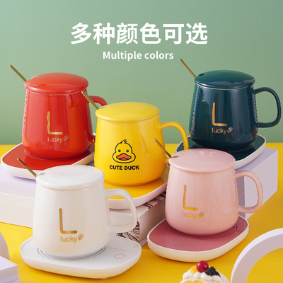 55 ℃ with Cover Spoon Cartoon Warm Cup Ceramic Cup Lid Constant Temperature Cute Milk Cup Batch