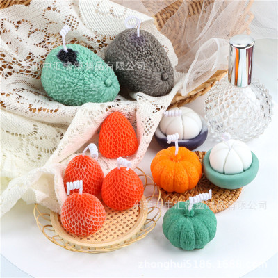 Cross-Border Silicone Fruit Mold Strawberry Orange Mangosteen Avocado Pumpkin Wedding Party Atmosphere Aromatherapy Candle