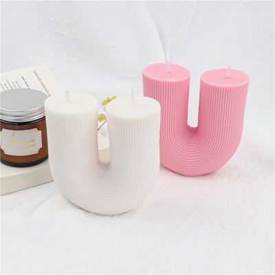 New Korean Ins Striped Silicone Aromatherapy U-Shaped Candle Mold DIY Arch Candle Soap Mold Cake Mold